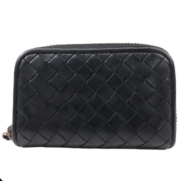 Bottega Veneta Intrecciato Zip Around Coin Purse Card Holder Black - Picture 8 of 8